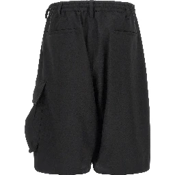 Black Polyester Bermuda Shorts
