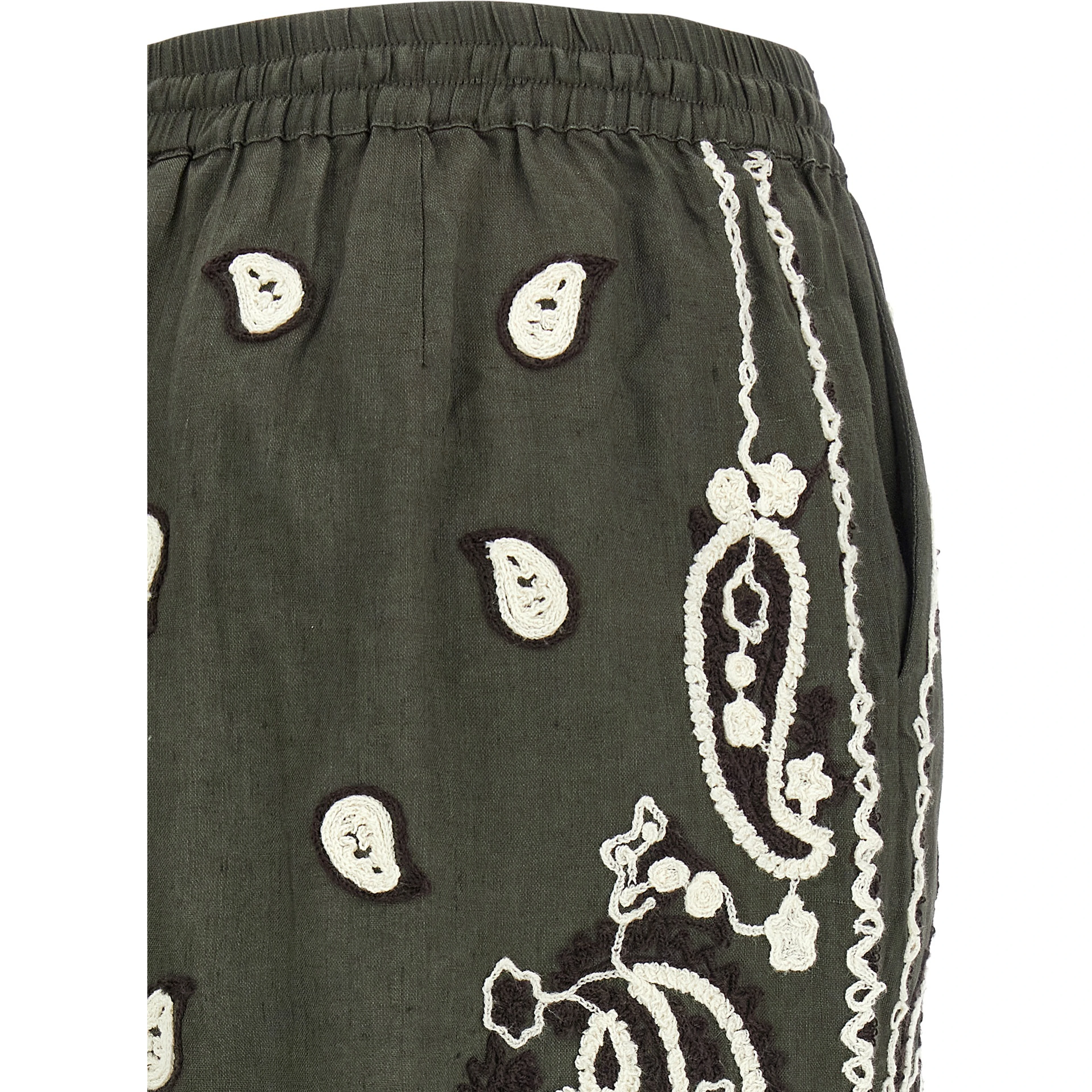 Bicolor Linen Bermuda Shorts