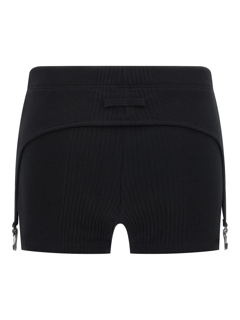 Black Cotton Bermuda Shorts