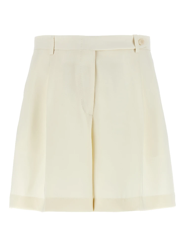 White Silk Bermuda Shorts