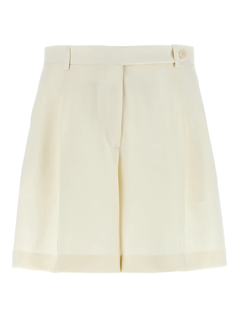 White Silk Bermuda Shorts