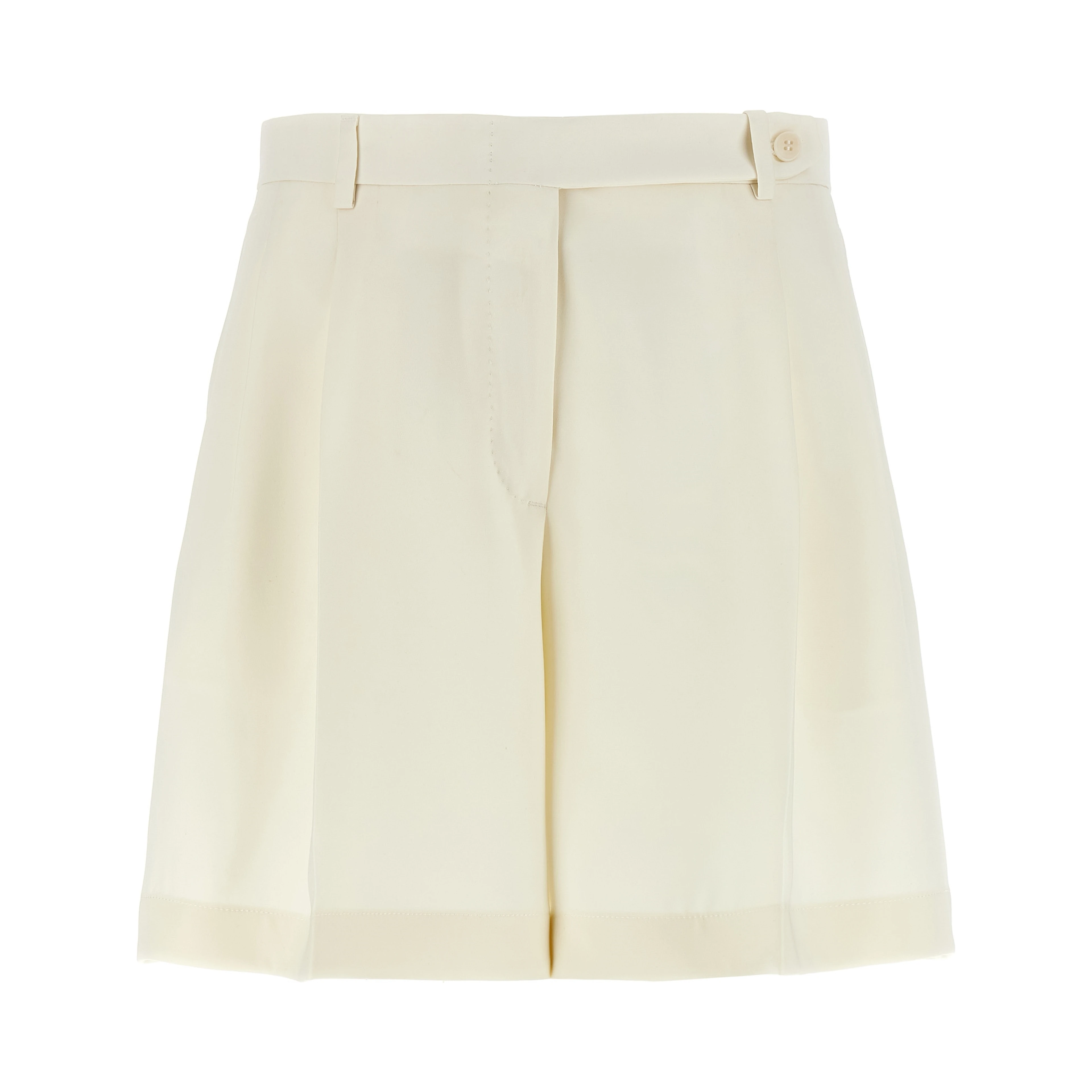 White Silk Bermuda Shorts