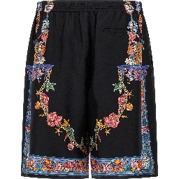Multicolor Silk Bermuda Shorts