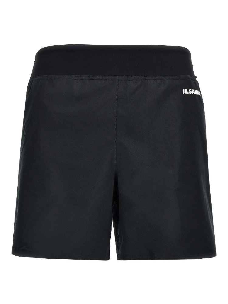 Black Polyester Bermuda Shorts