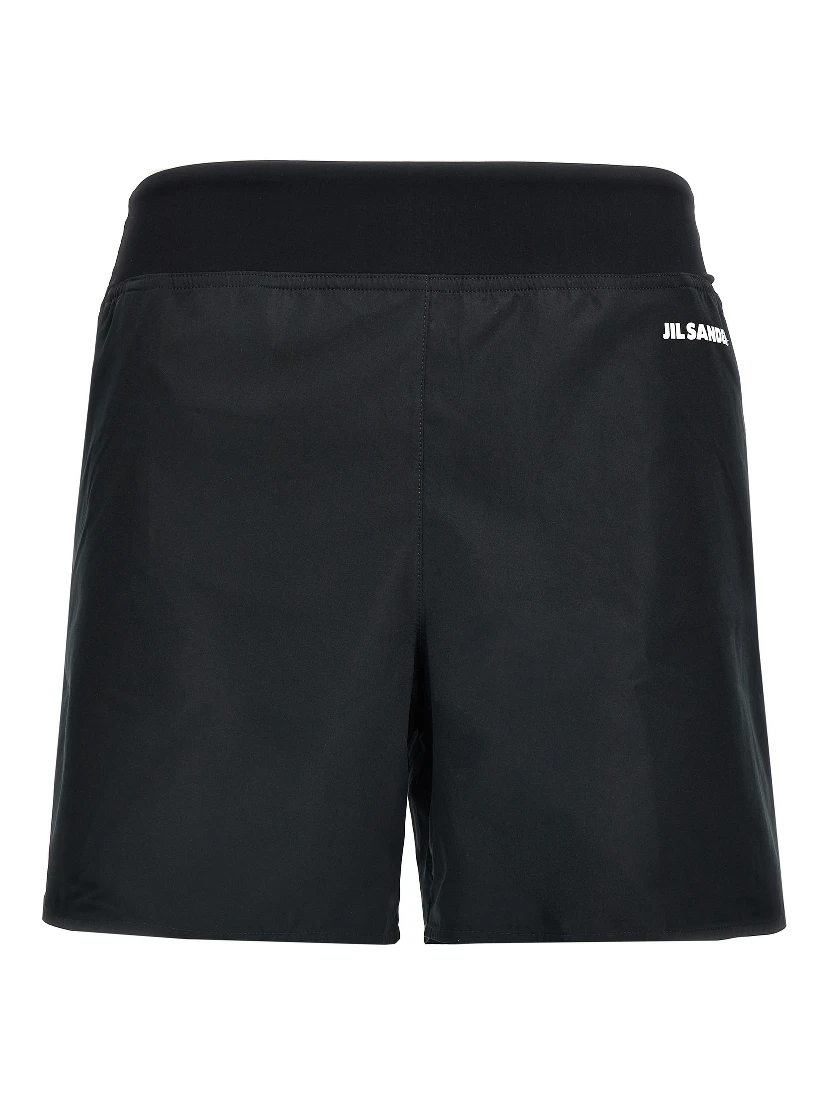 Black Polyester Bermuda Shorts
