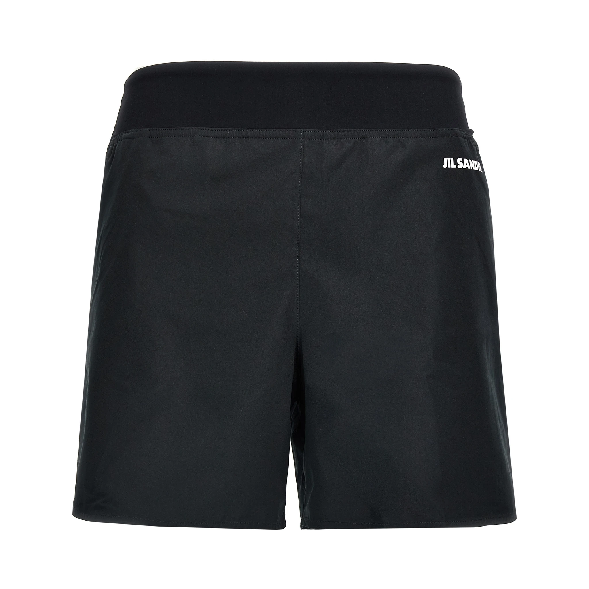 Black Polyester Bermuda Shorts