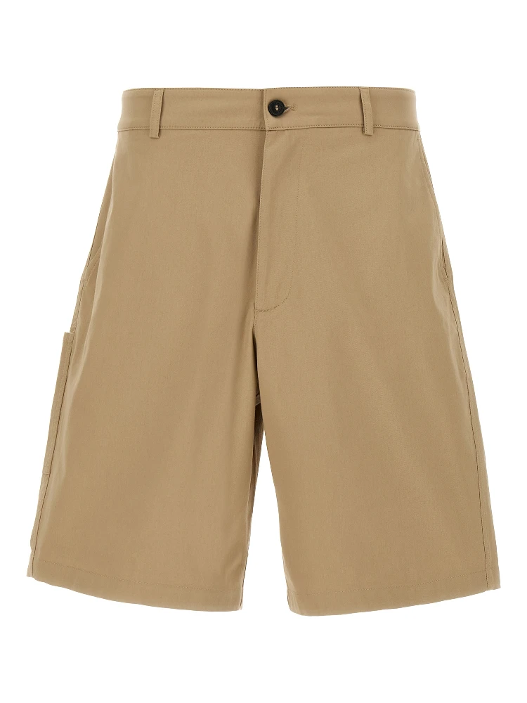 Beige Cotton Bermuda Shorts