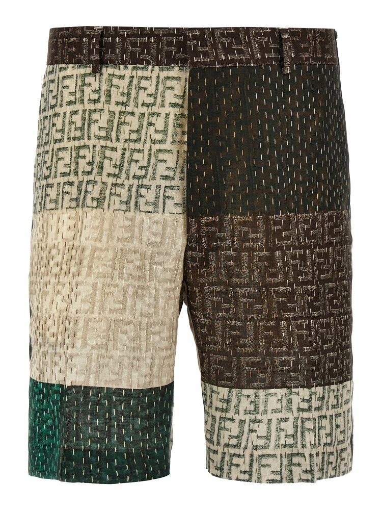 Multicolor Linen Bermuda Shorts