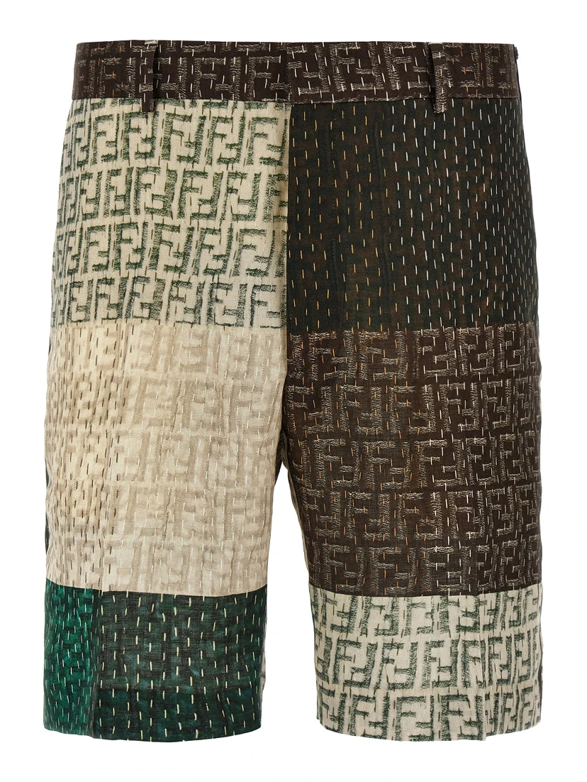Multicolor Linen Bermuda Shorts