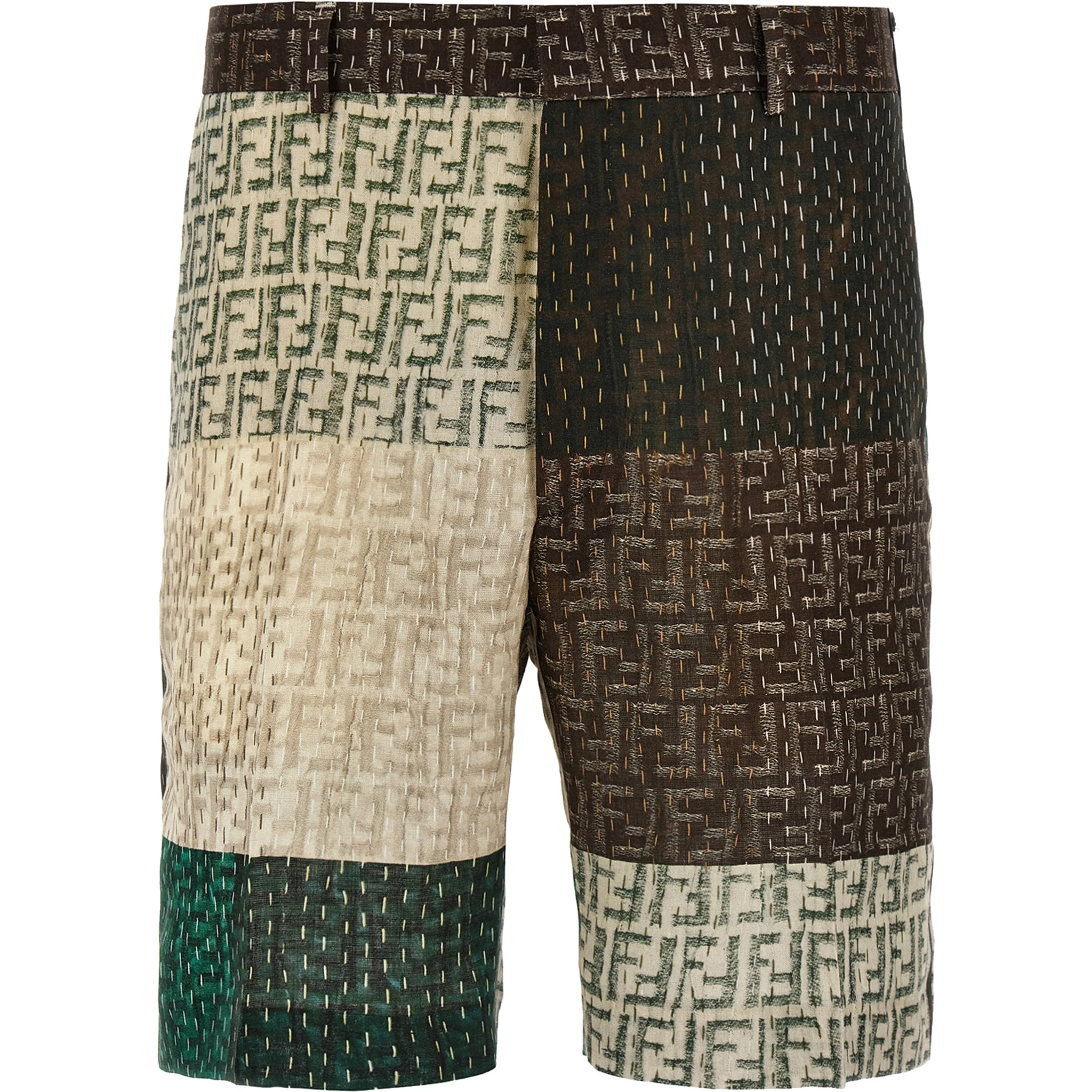 Multicolor Linen Bermuda Shorts