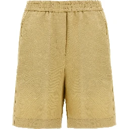 Beige Viscose Bermuda Shorts