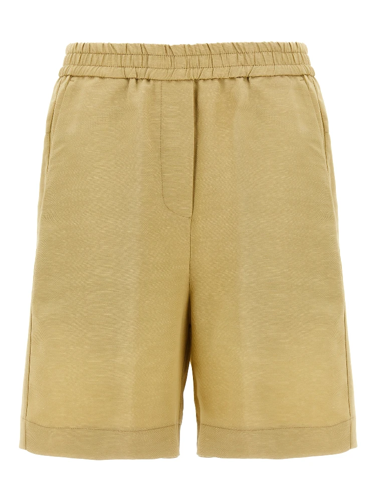 Beige Viscose Bermuda Shorts