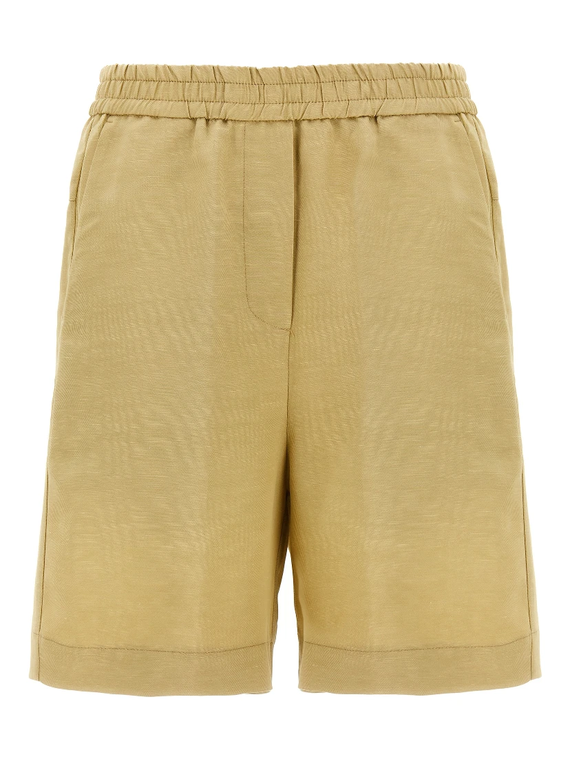 Beige Viscose Bermuda Shorts