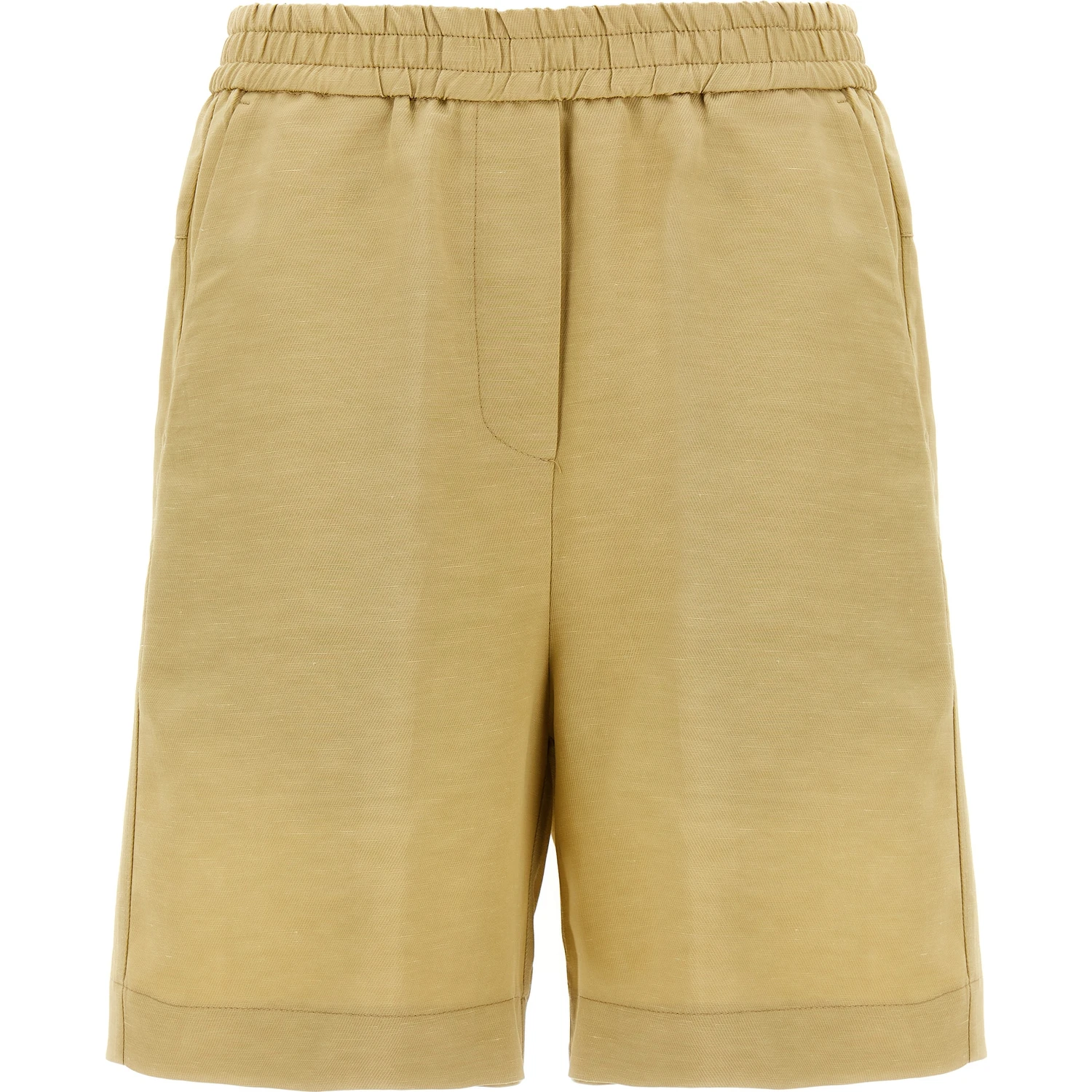 Beige Viscose Bermuda Shorts
