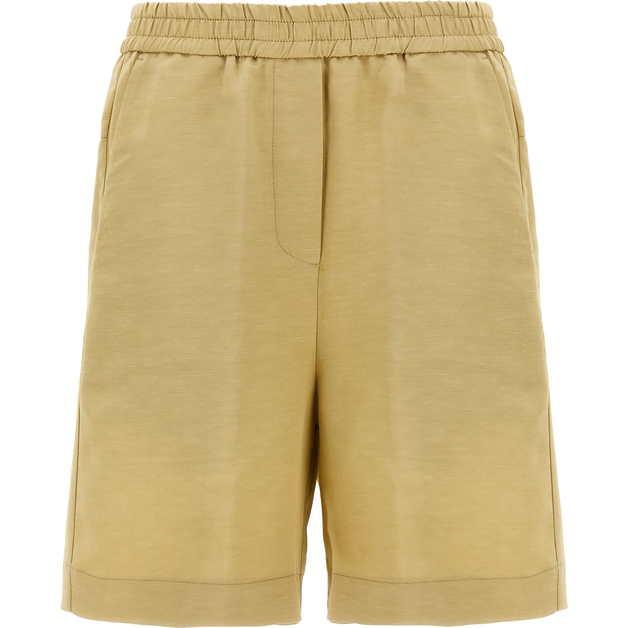 Beige Viscose Bermuda Shorts