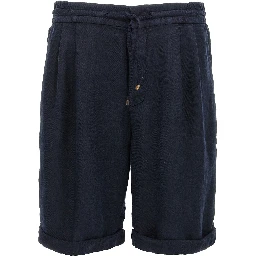 Blue Linen Bermuda Shorts