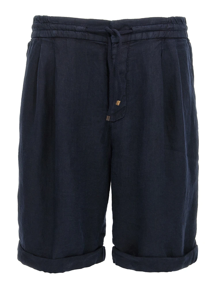 Blue Linen Bermuda Shorts