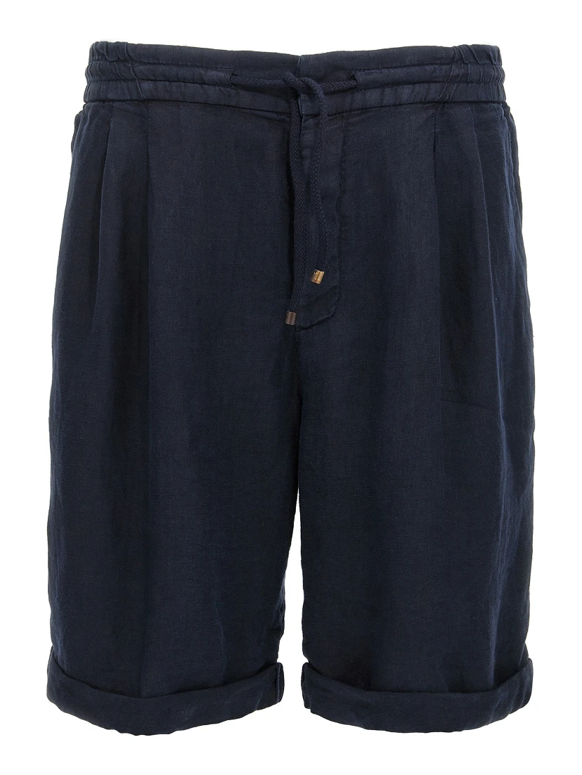 Blue Linen Bermuda Shorts