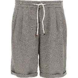 Gray Linen Bermuda Shorts