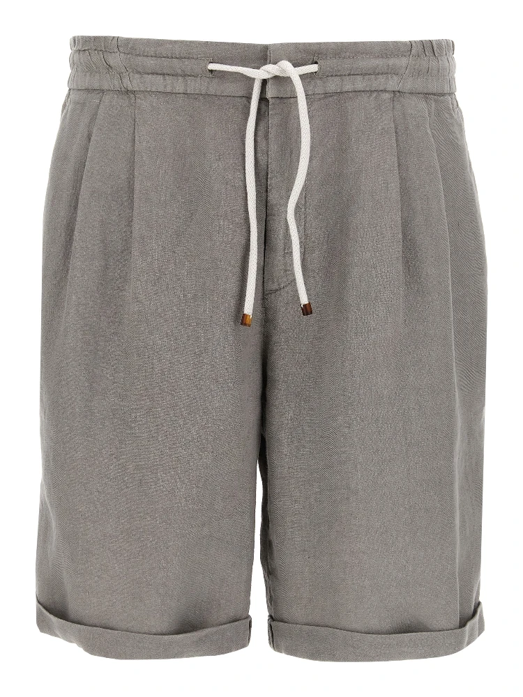 Gray Linen Bermuda Shorts