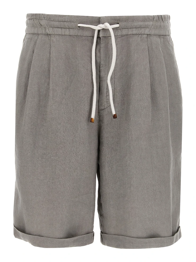 Gray Linen Bermuda Shorts
