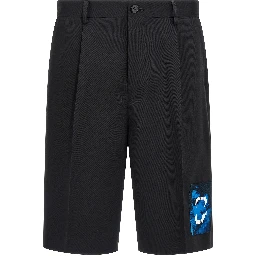 Black Polyester Bermuda Shorts