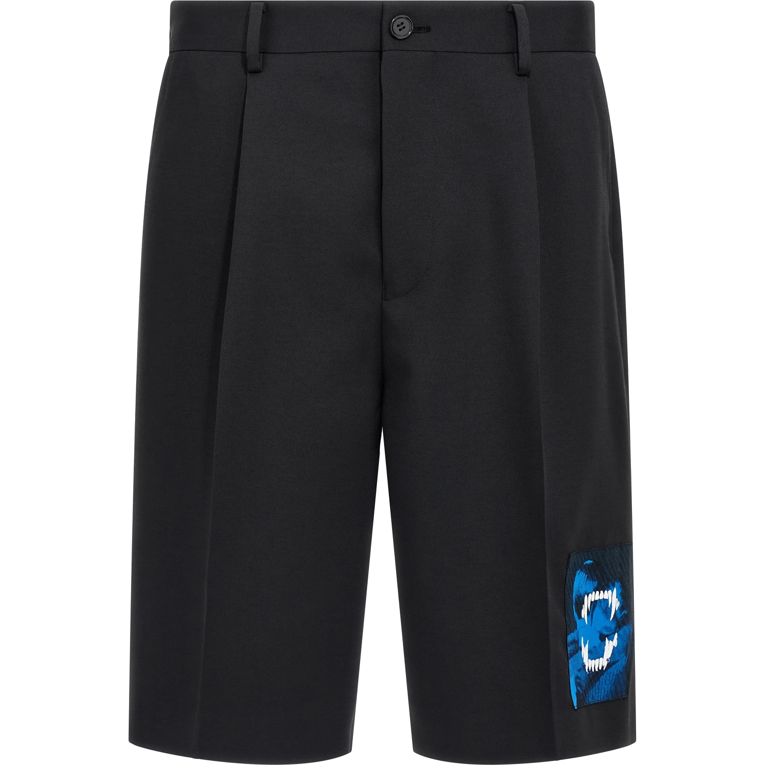 Black Polyester Bermuda Shorts