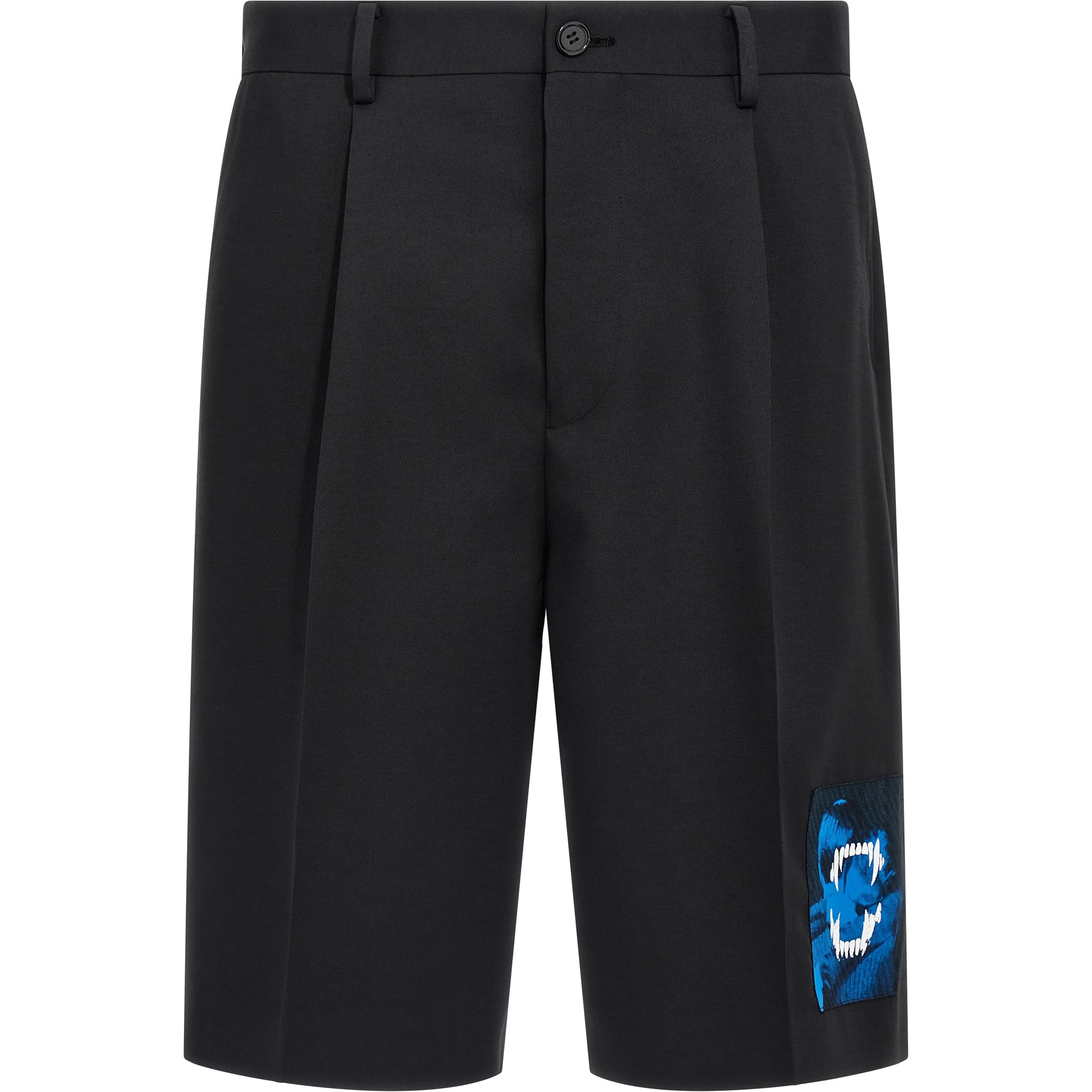 Black Polyester Bermuda Shorts