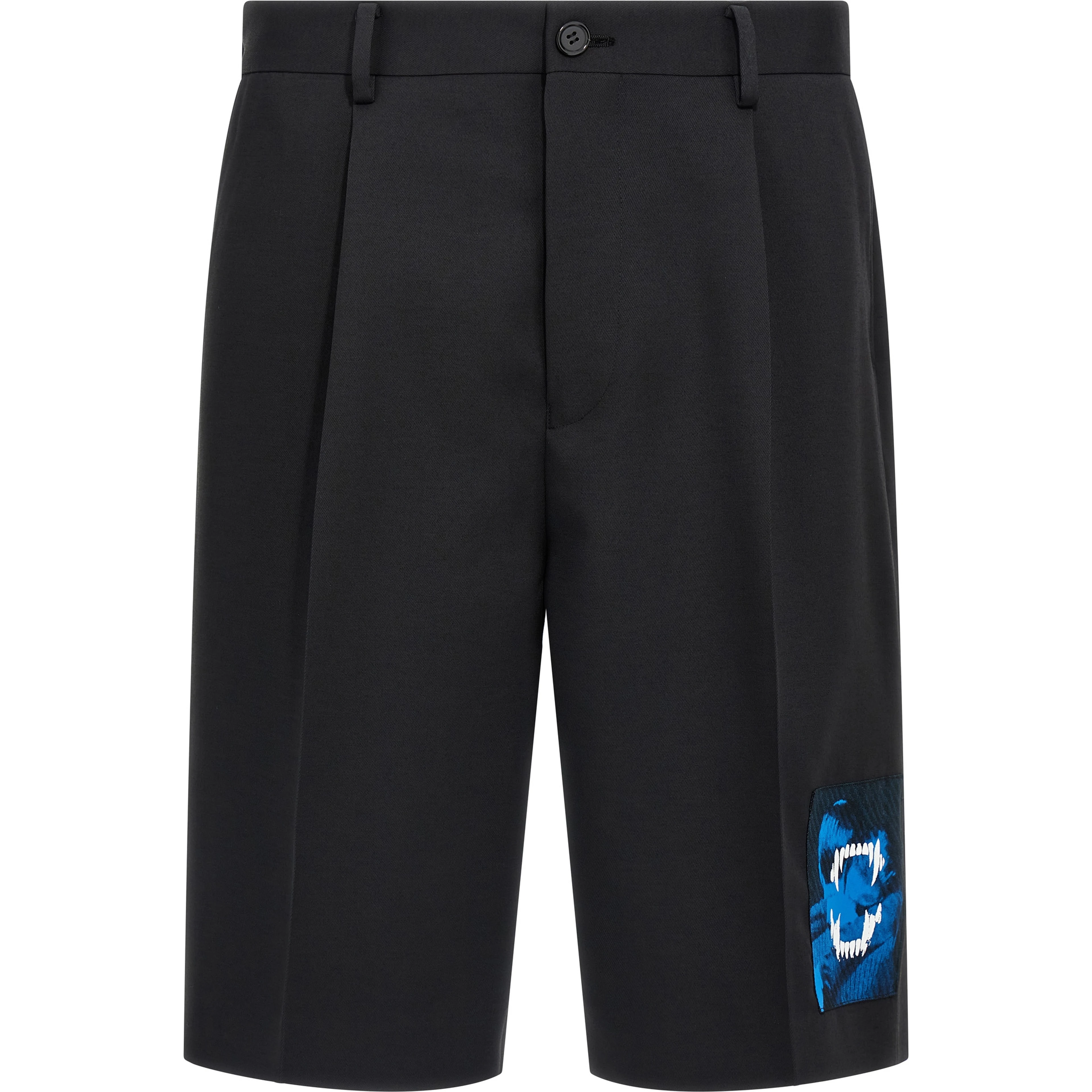 Black Polyester Bermuda Shorts
