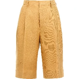 Orange Linen Bermuda Shorts