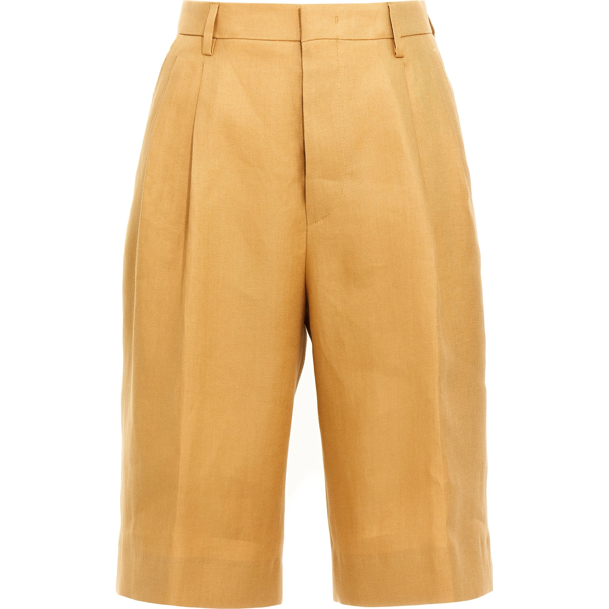 Orange Linen Bermuda Shorts