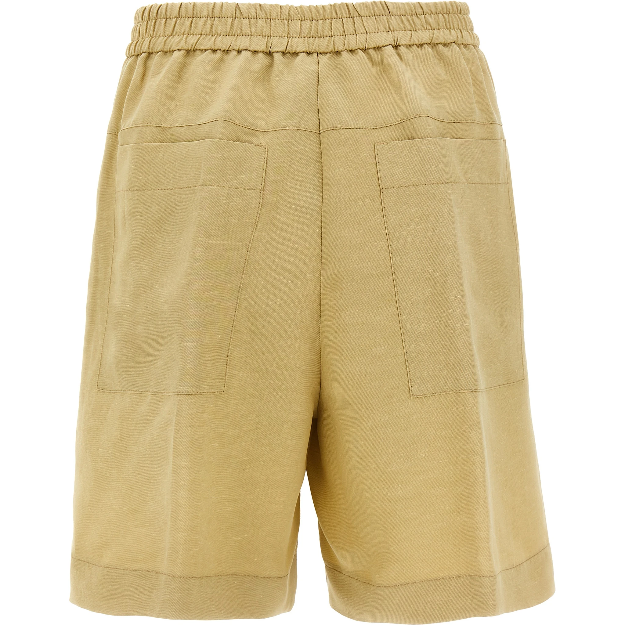 Beige Viscose Bermuda Shorts