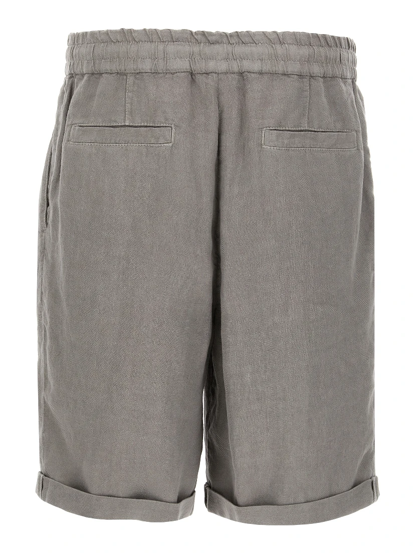 Gray Linen Bermuda Shorts