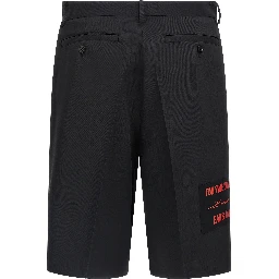 Black Polyester Bermuda Shorts