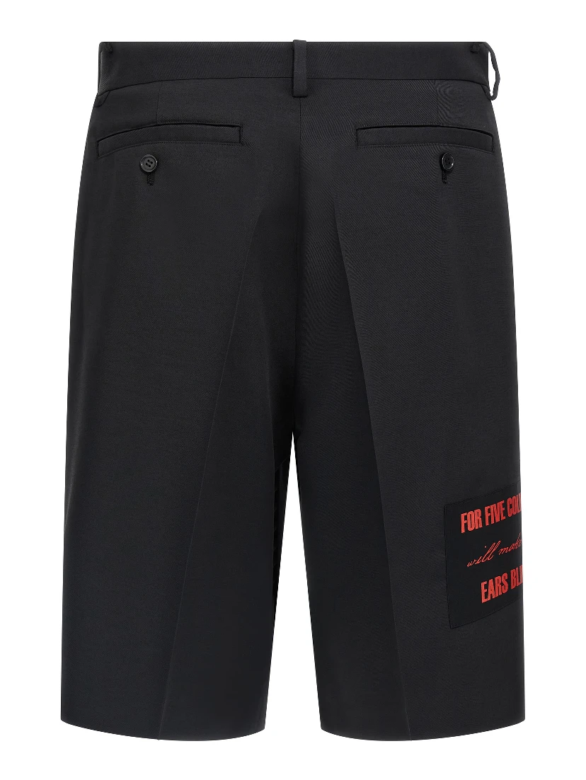 Black Polyester Bermuda Shorts