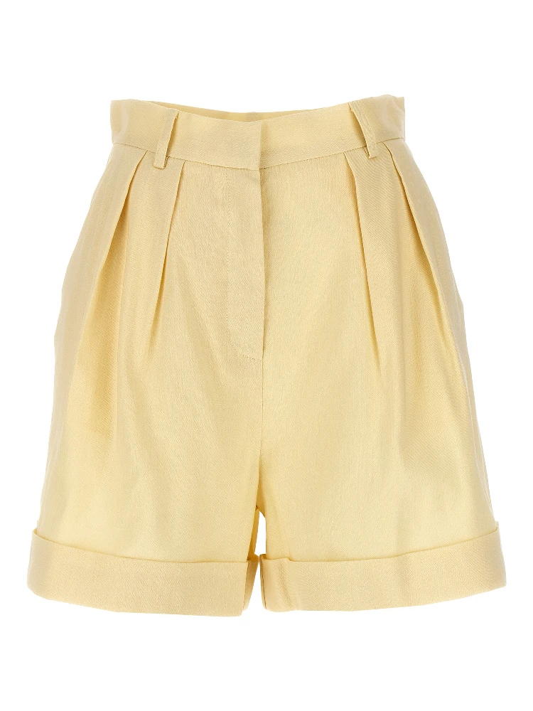 Bicolor Linen Bermuda Shorts