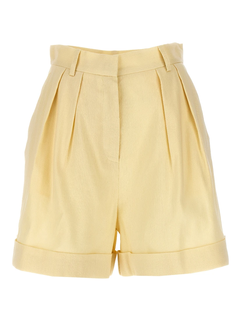 Bicolor Linen Bermuda Shorts