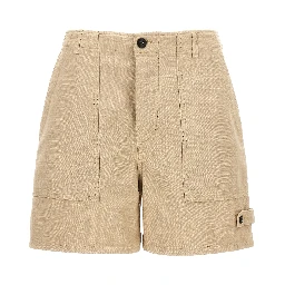Beige Cotton Bermuda Shorts