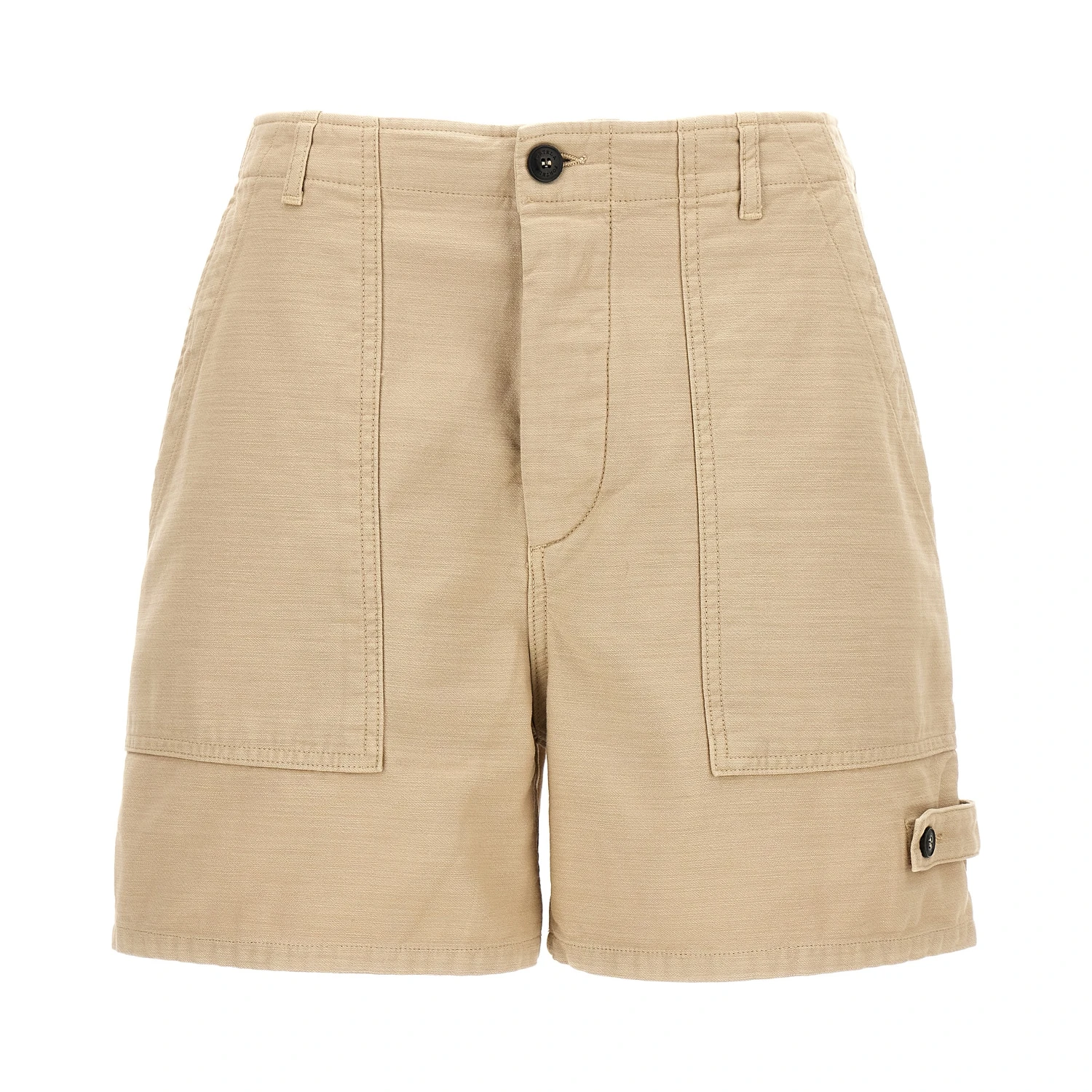 Beige Cotton Bermuda Shorts