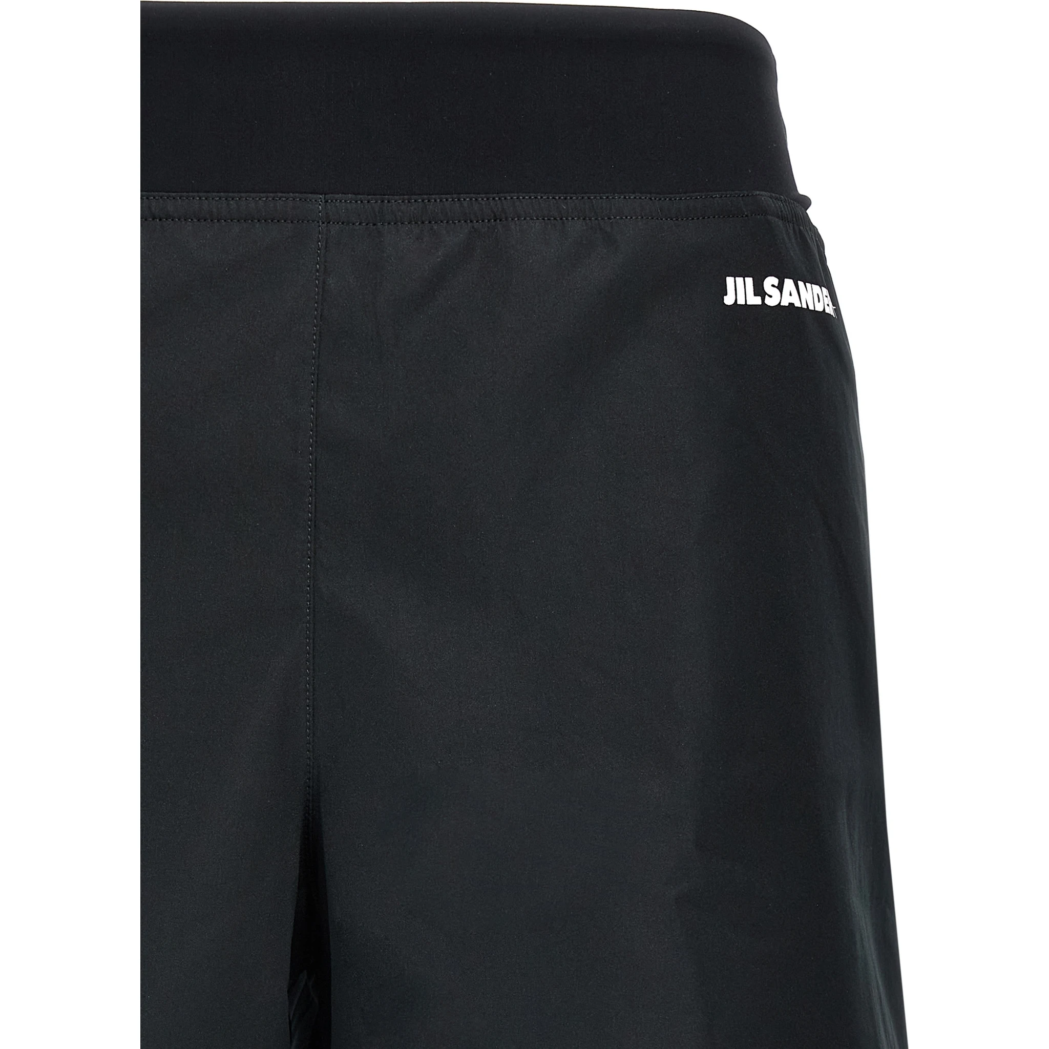 Black Polyester Bermuda Shorts