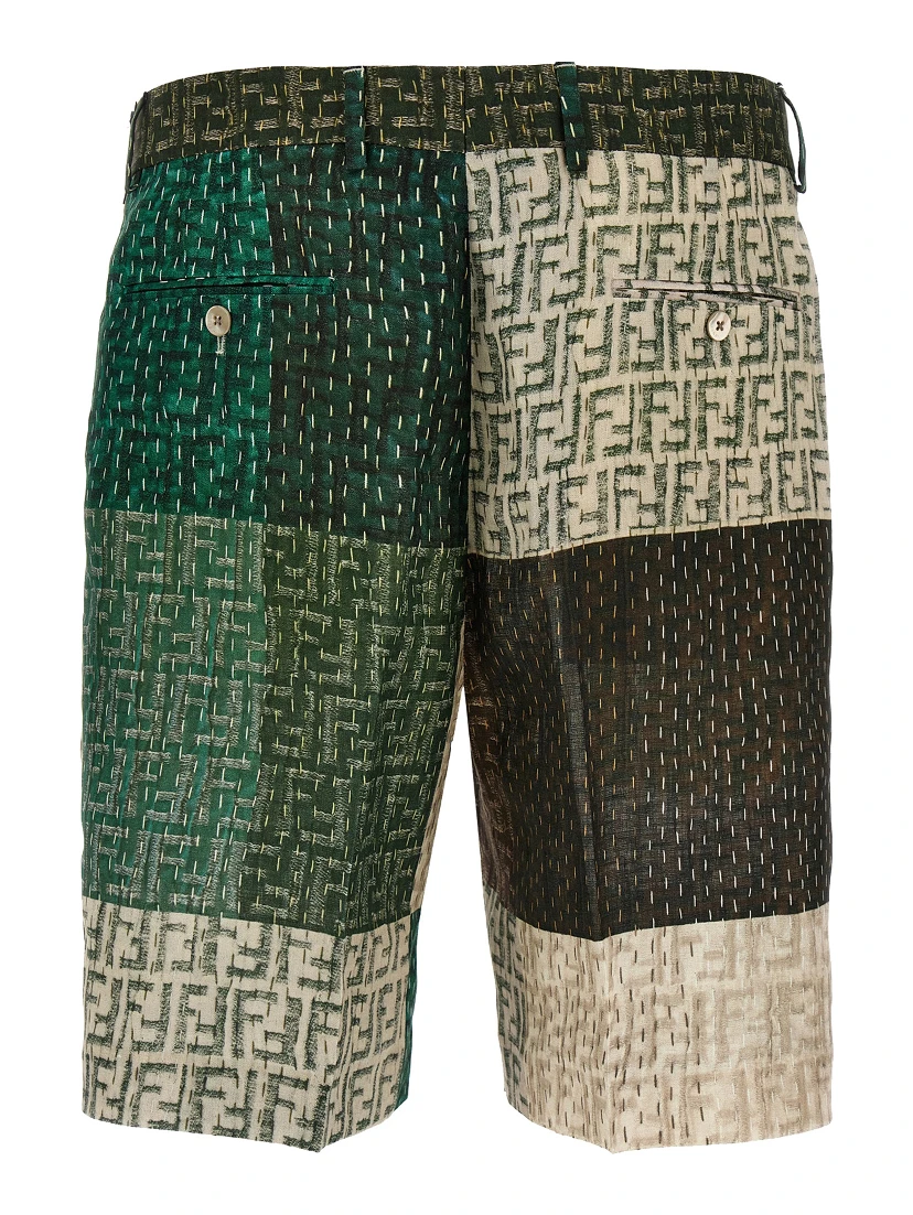 Multicolor Linen Bermuda Shorts