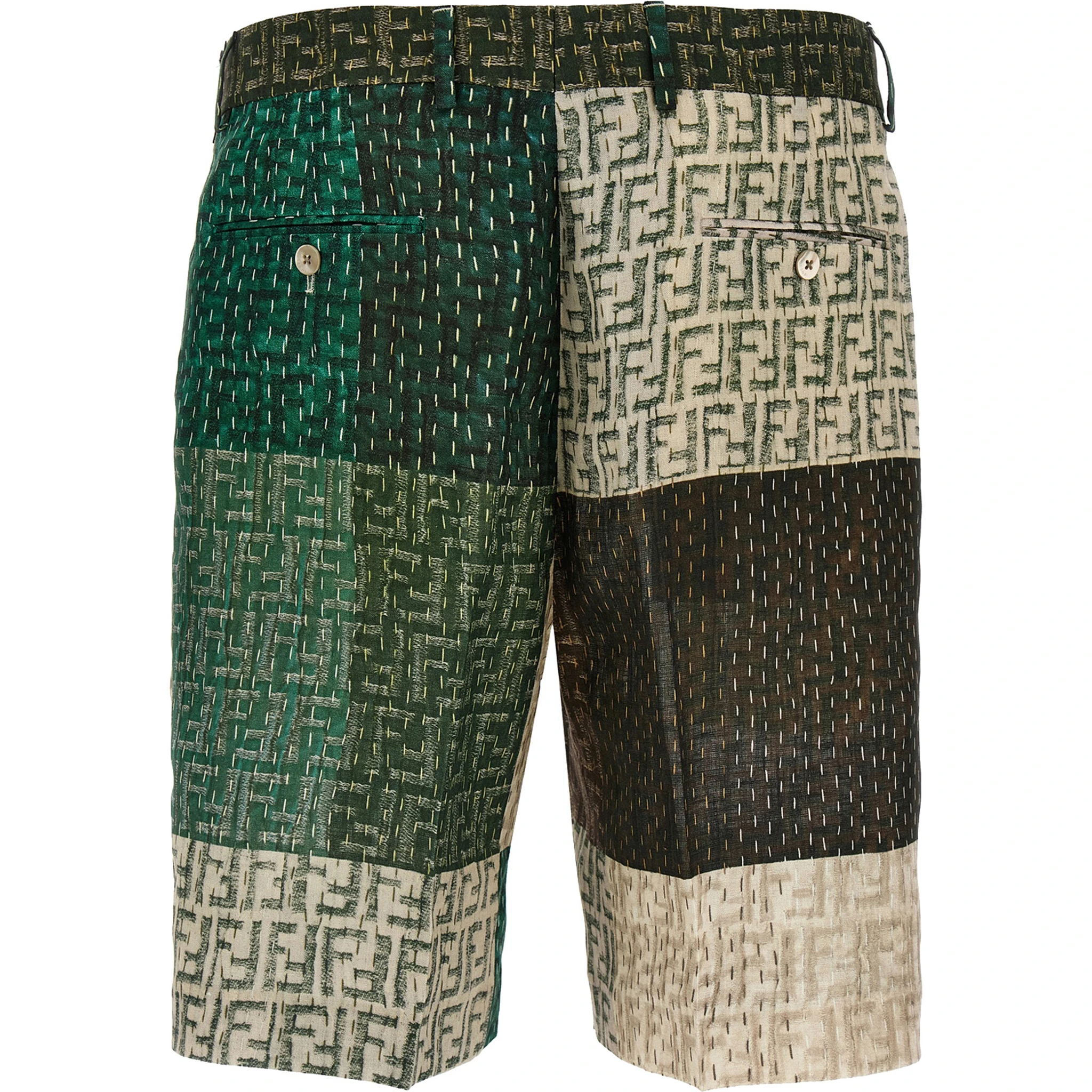 Multicolor Linen Bermuda Shorts