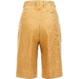Orange Linen Bermuda Shorts