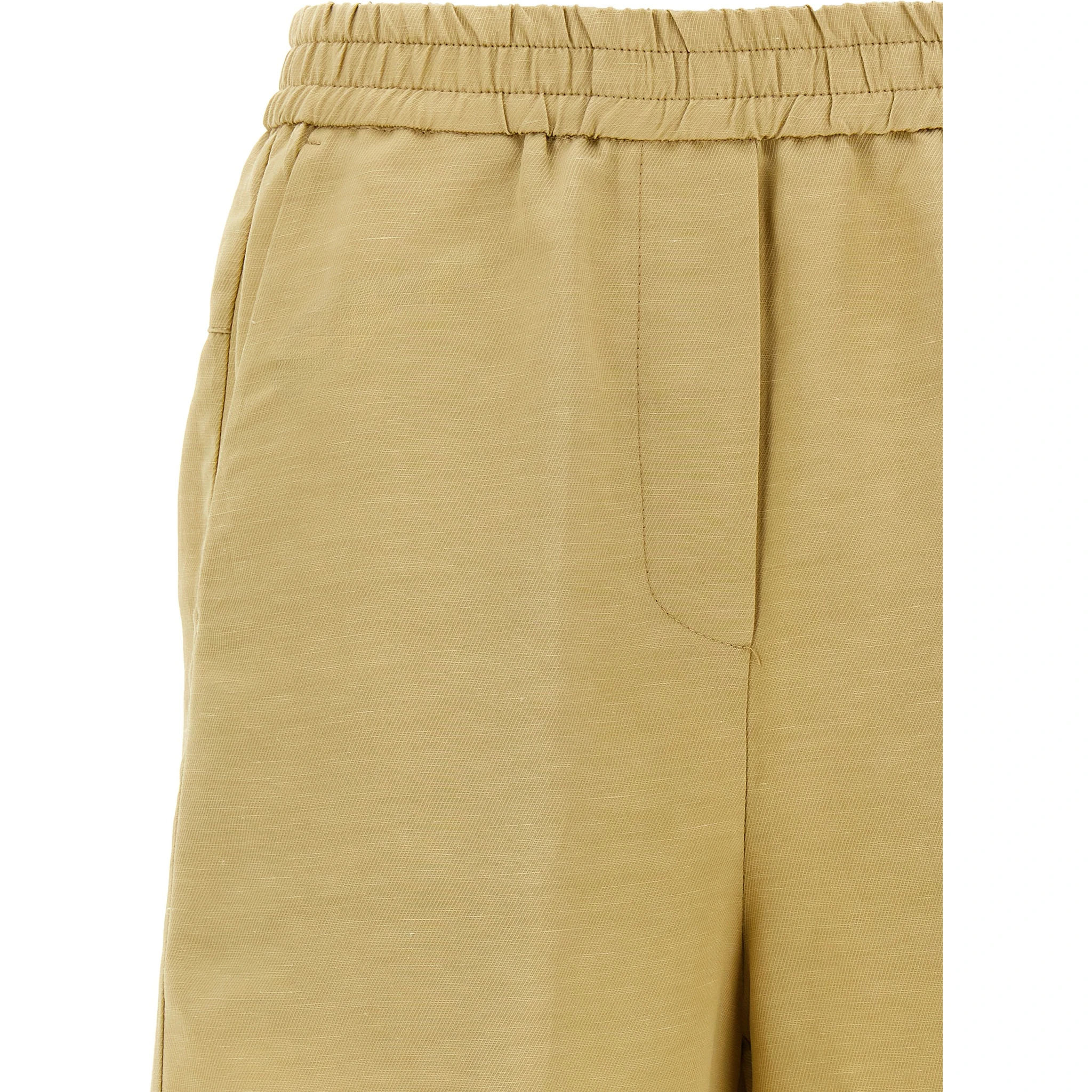 Beige Viscose Bermuda Shorts