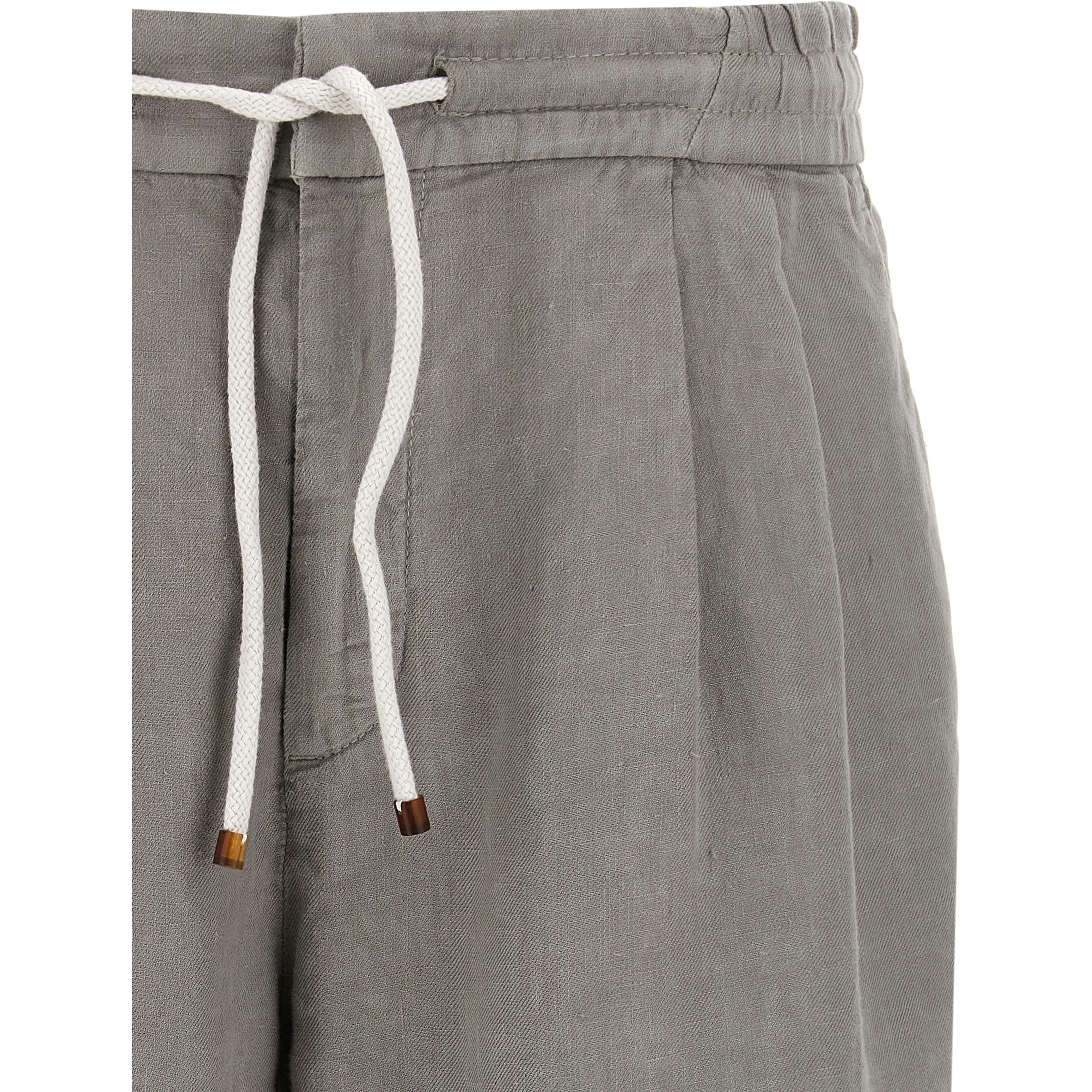 Gray Linen Bermuda Shorts
