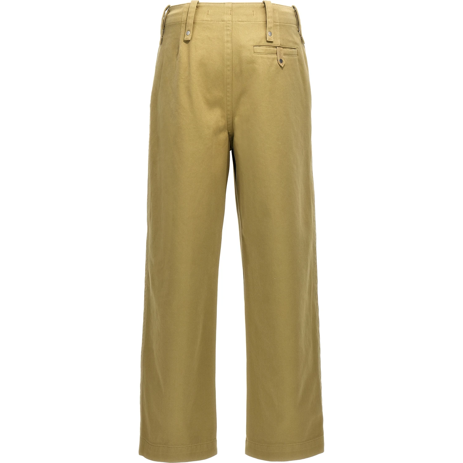Beige Cotton Casual Pants