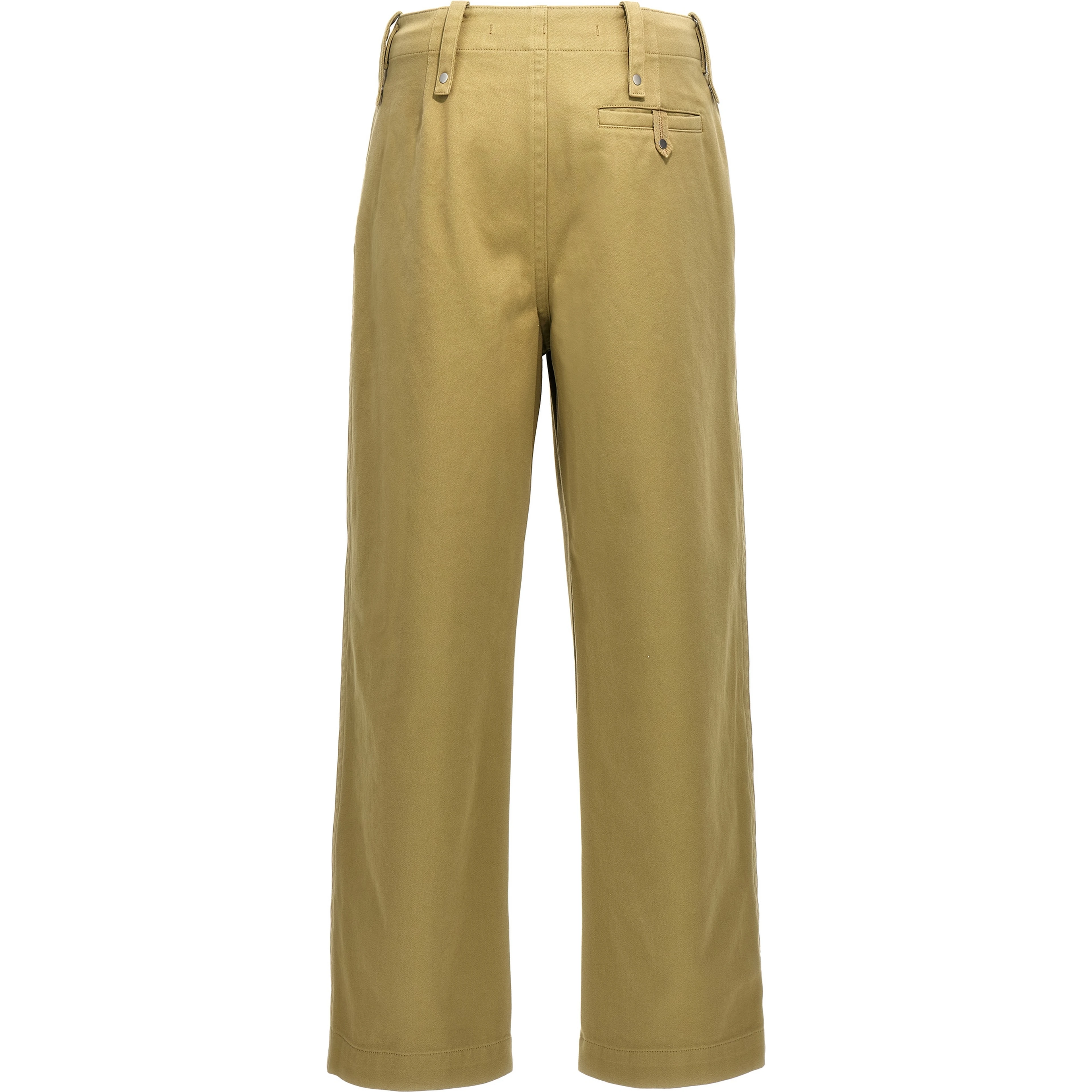 Beige Cotton Casual Pants
