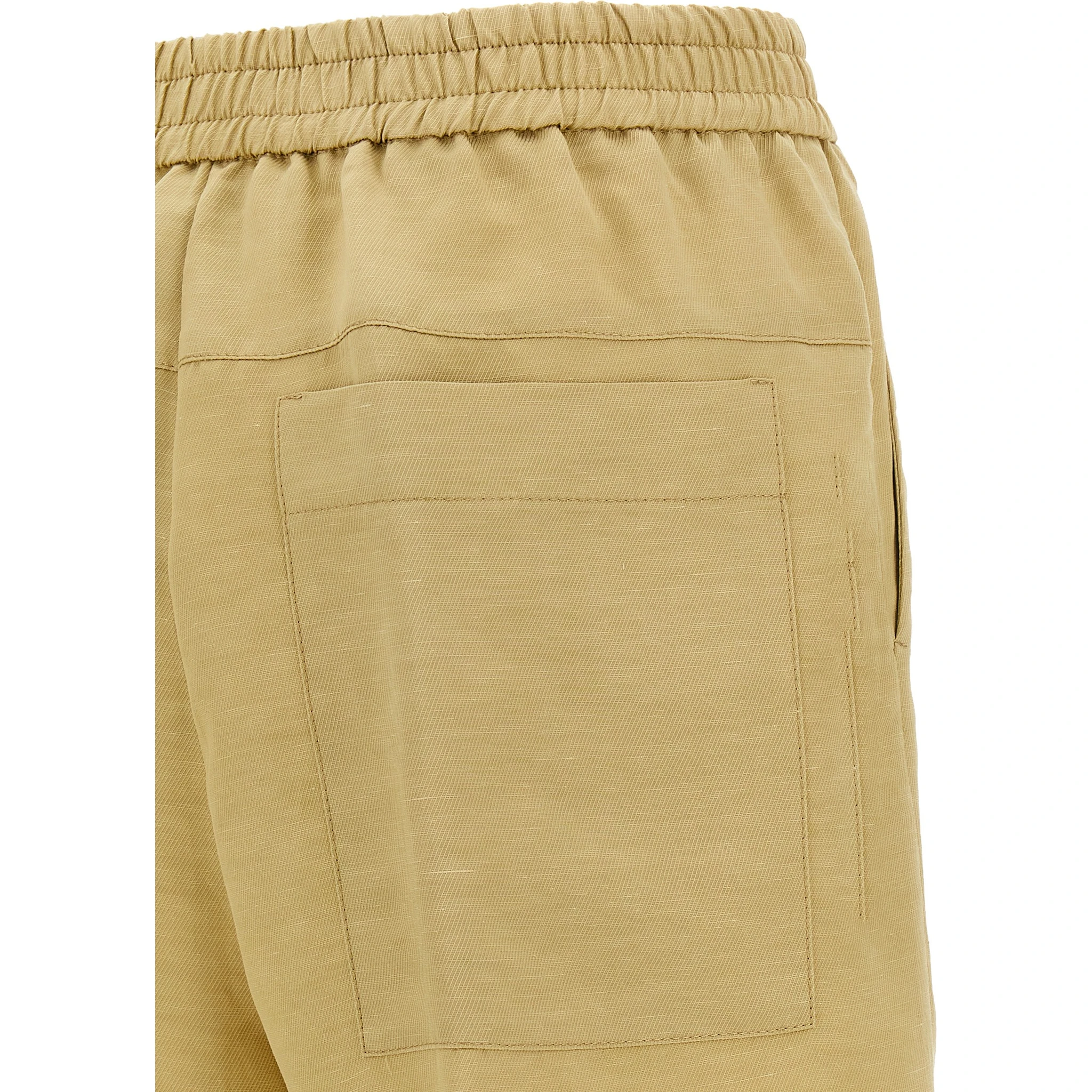 Beige Viscose Bermuda Shorts