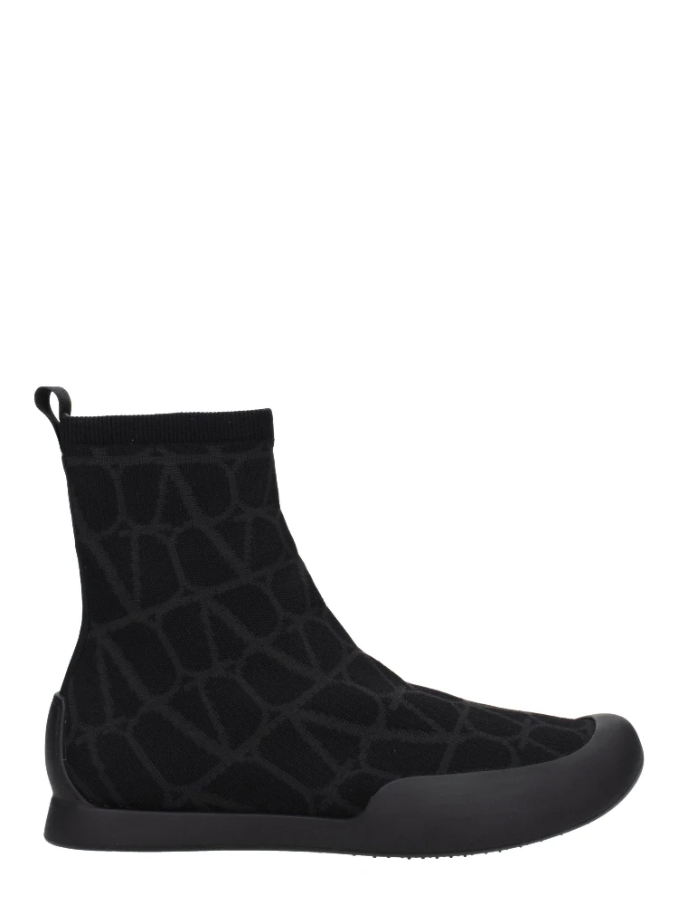 Black Fabric High Top Sneakers