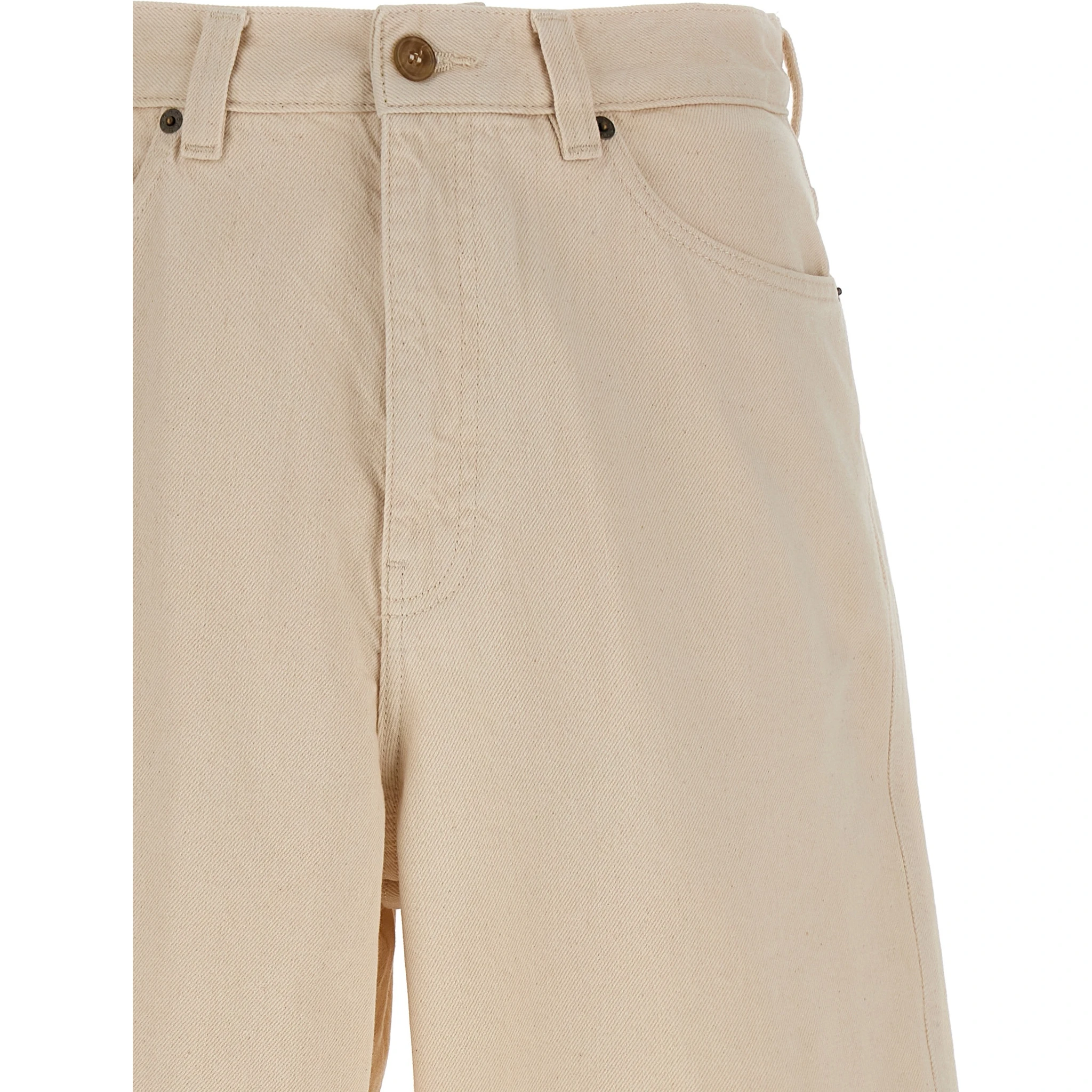Beige Cotton Bermuda Shorts